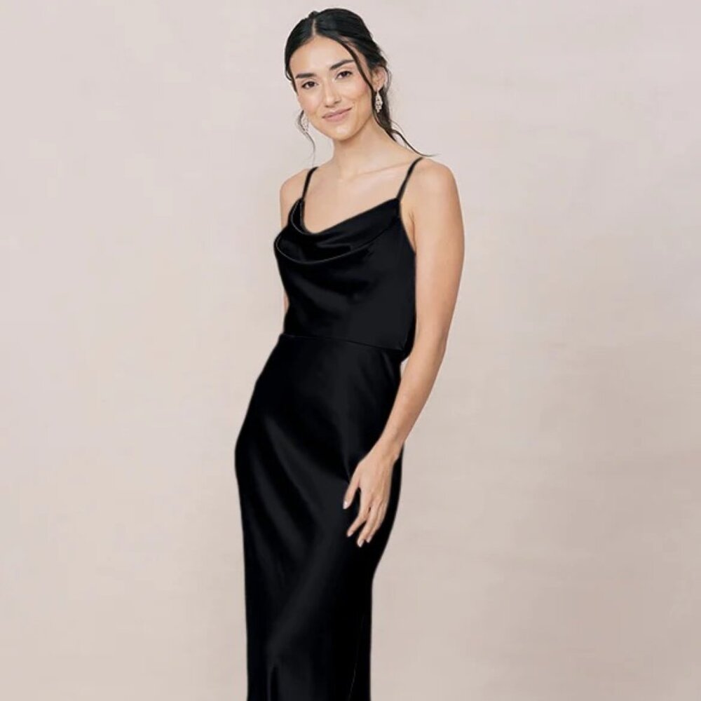 Revelry Nadia Black Satin Dress Size 14 Brand New with Tags